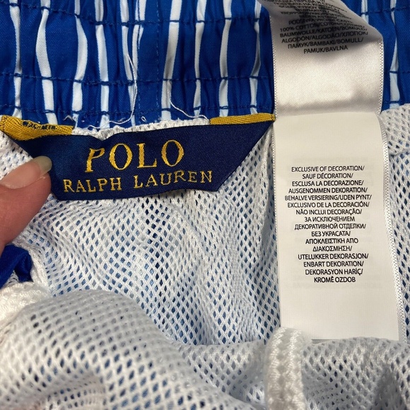 Polo Ralph Lauren Men's Swim Shorts Striped Blue White Lined Pockets NWT Size L - Picture 4 of 5